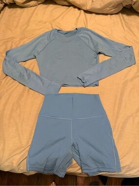 lululemon athletica Aero Blue matching long sleeve align short Set